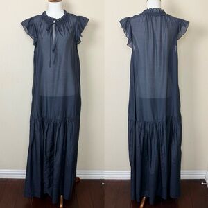 Bird‎ & Knoll Flutter Sleeve Cotton-Silk Maxi Dress